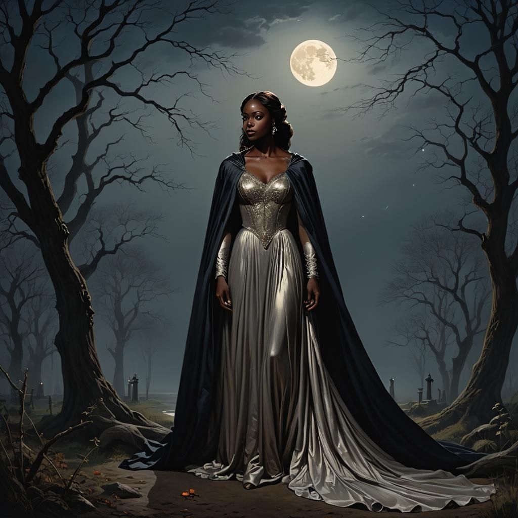 Gothic Vampire Embrace in Moonlight