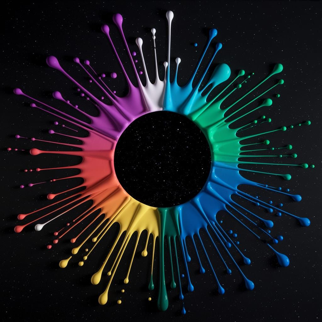 Paint Spill Starry Night Sky in Splash Art Style