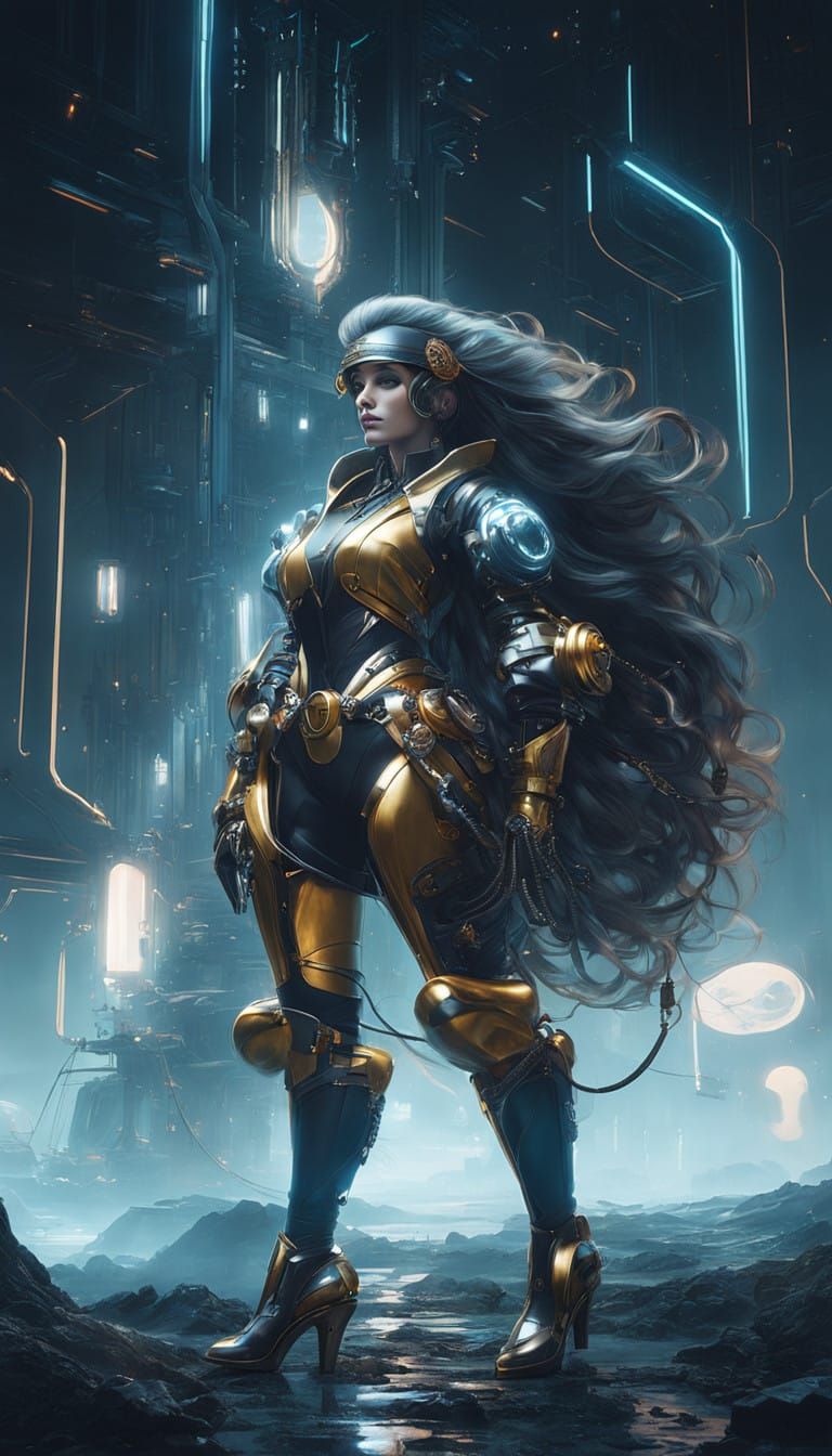 Fembot Pirate in Industrial Chic Portrait