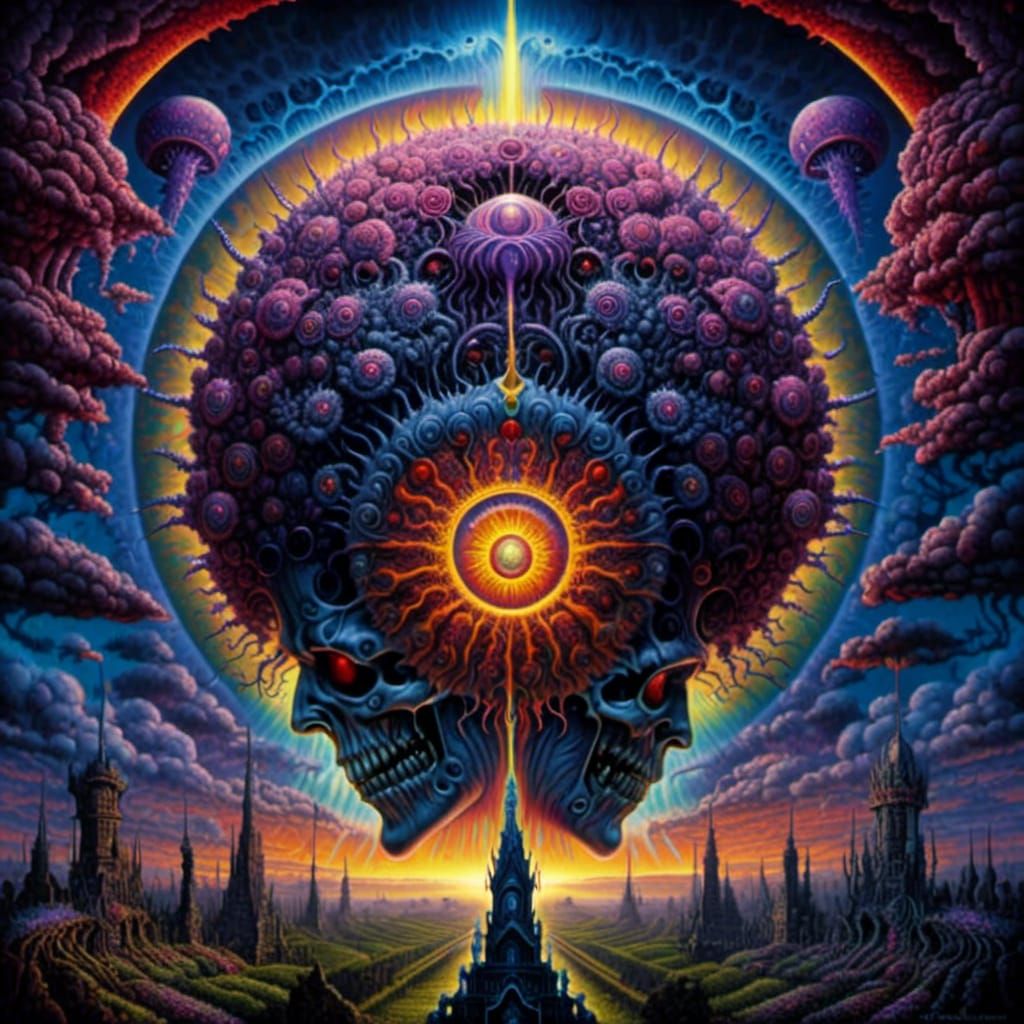 Dark Bioluminescent Shrine by Necrolord and Alex Grey