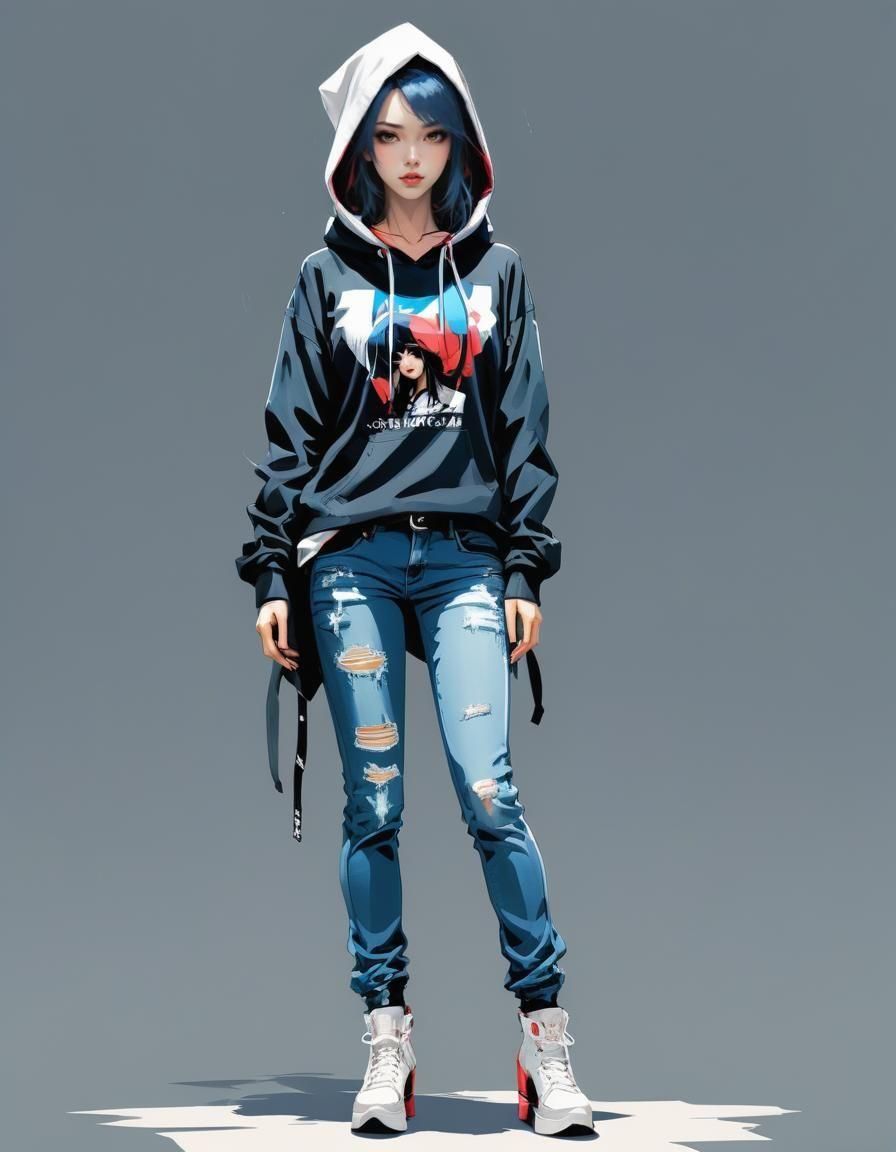 Rockstar Girl Portrait in Manga Style