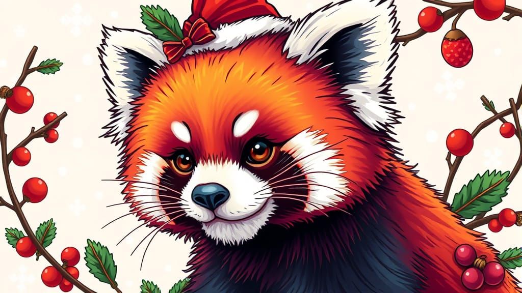 Whimsical Red Panda in Comic Art Style