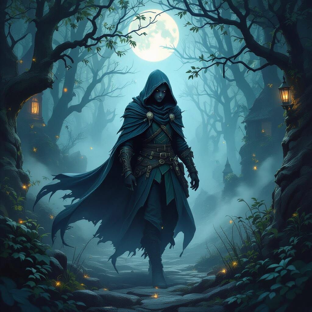 Changeling Rogue in Mystical Forest Digital Painting
