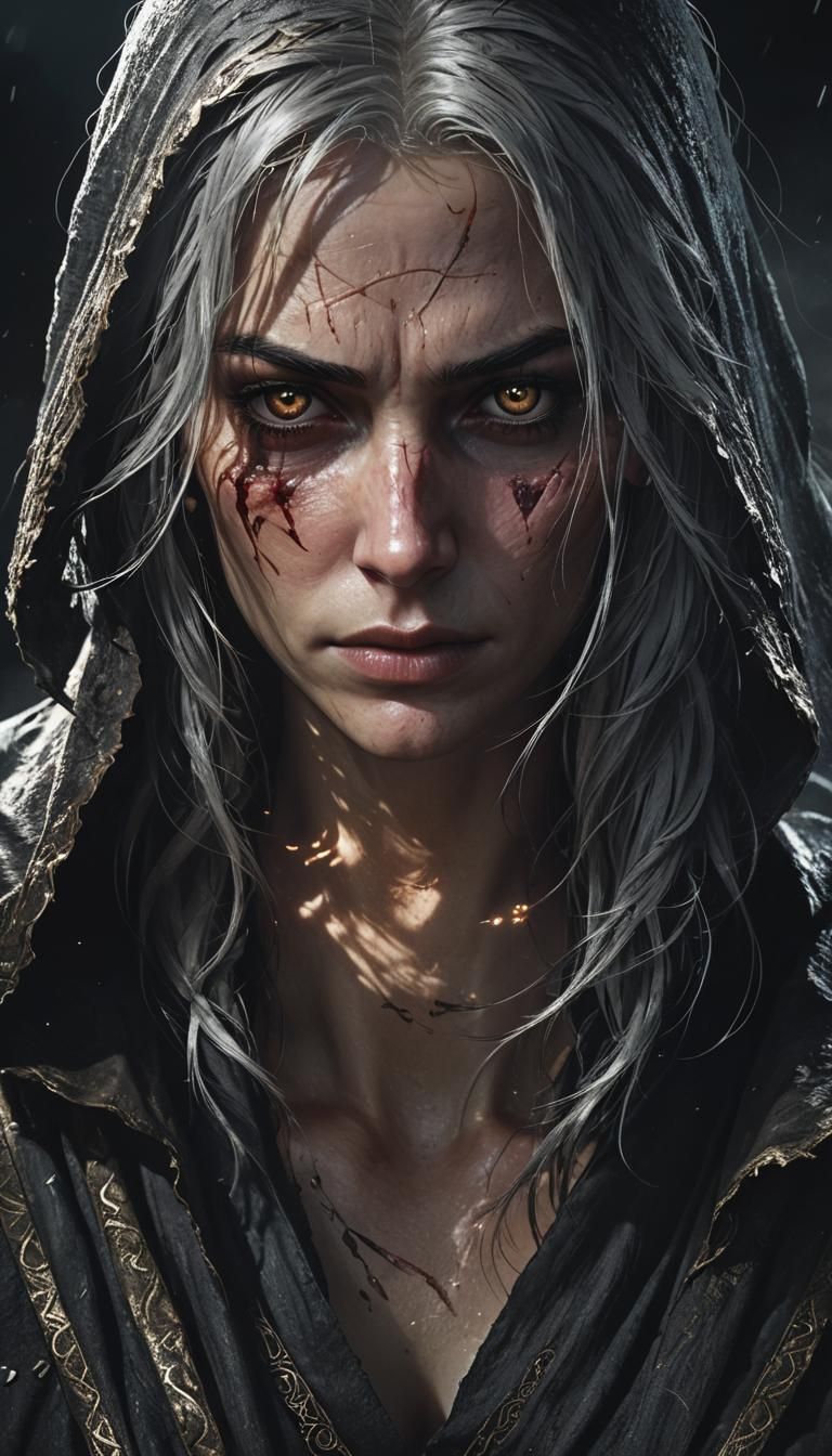 Dark Fantasy Woman in Shadows: 3D Game Art