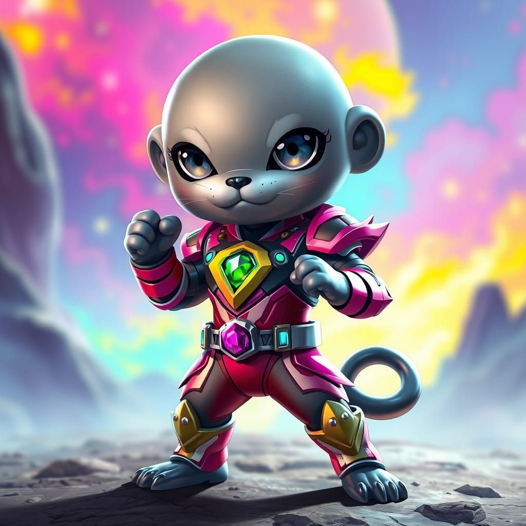 Chibi Seal Monkey Hybrid Power Ranger in Vibrant Comic Book ...