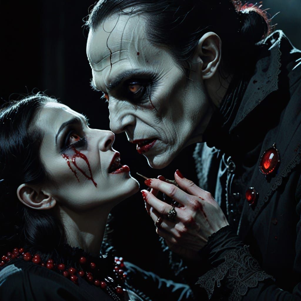 Gothic Horror: Nosferatu's Dark Feast in High Contrast