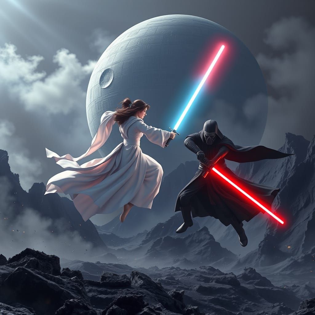 Jedi vs. Kylo Ren: Volcanic Anime Battle in 8k