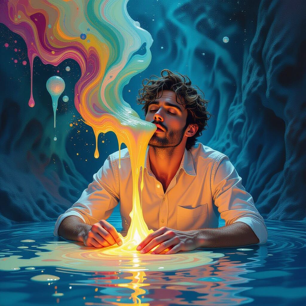 Melting Person in Surreal Dreamscape as Digital Art