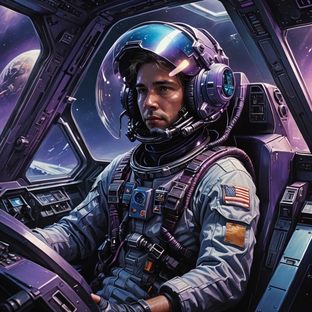 Space Pilot in Cockpit: Sci-Fi Concept Art