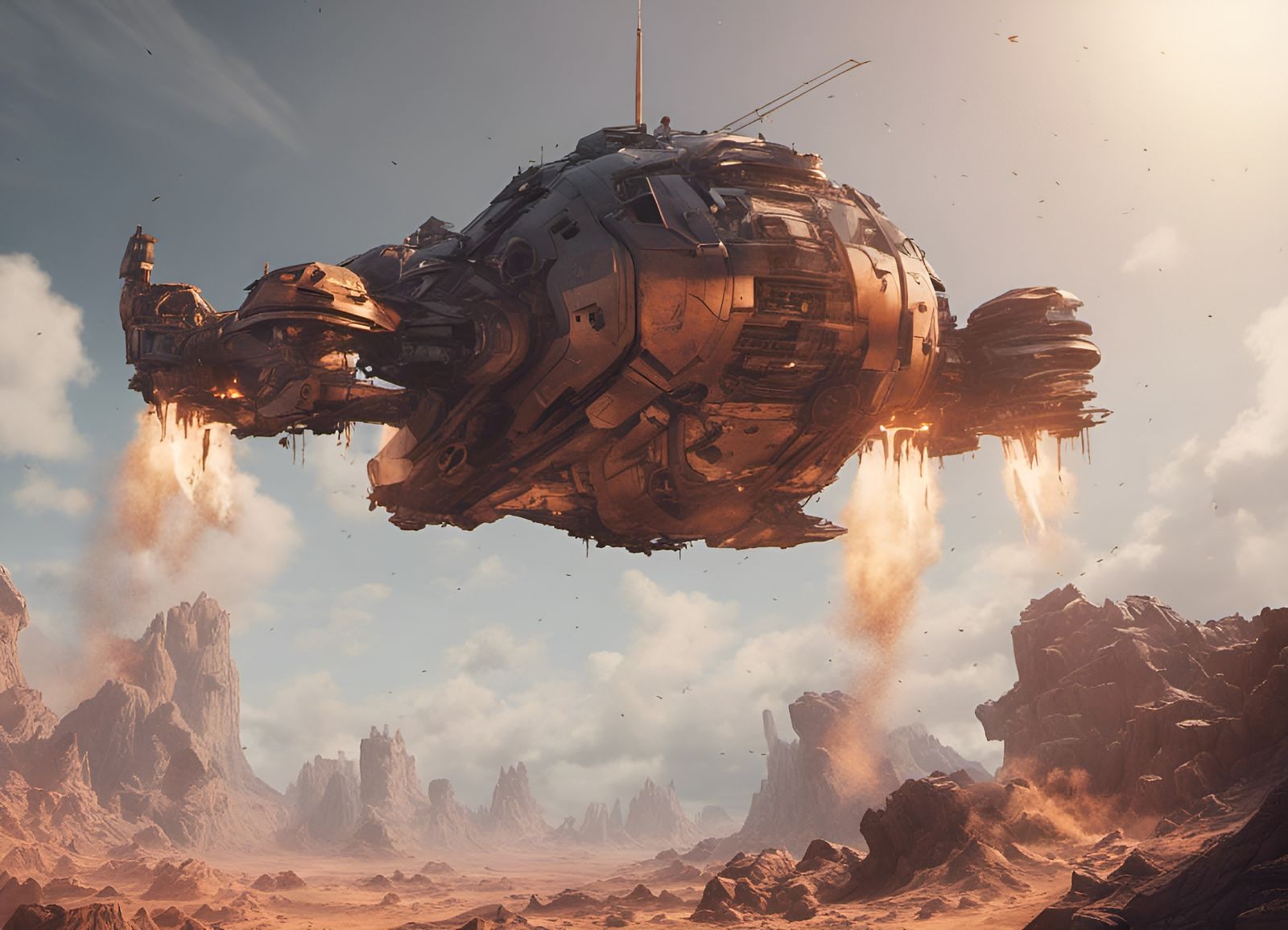 Futuristic Mech in Cinematic Sci-Fi Scene