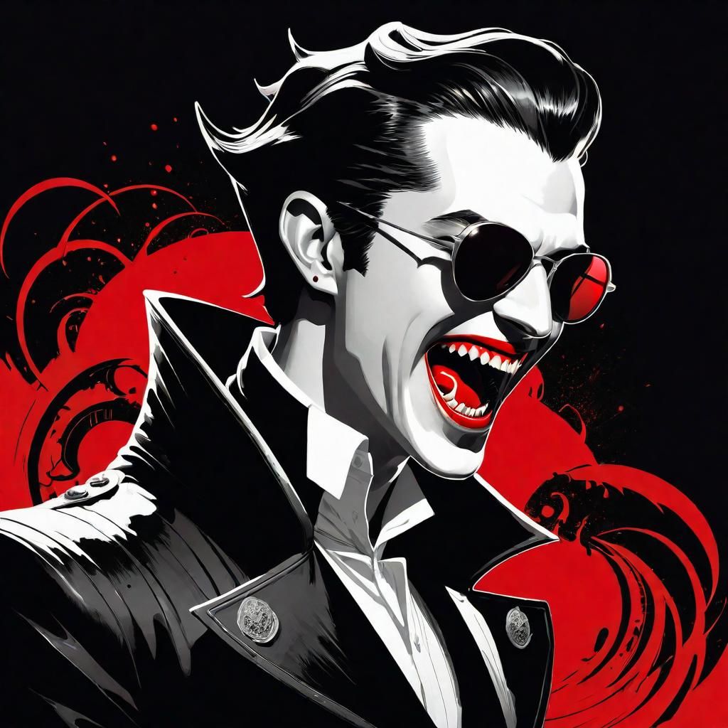 Sinister Vampire Statue in Inkpunk Style