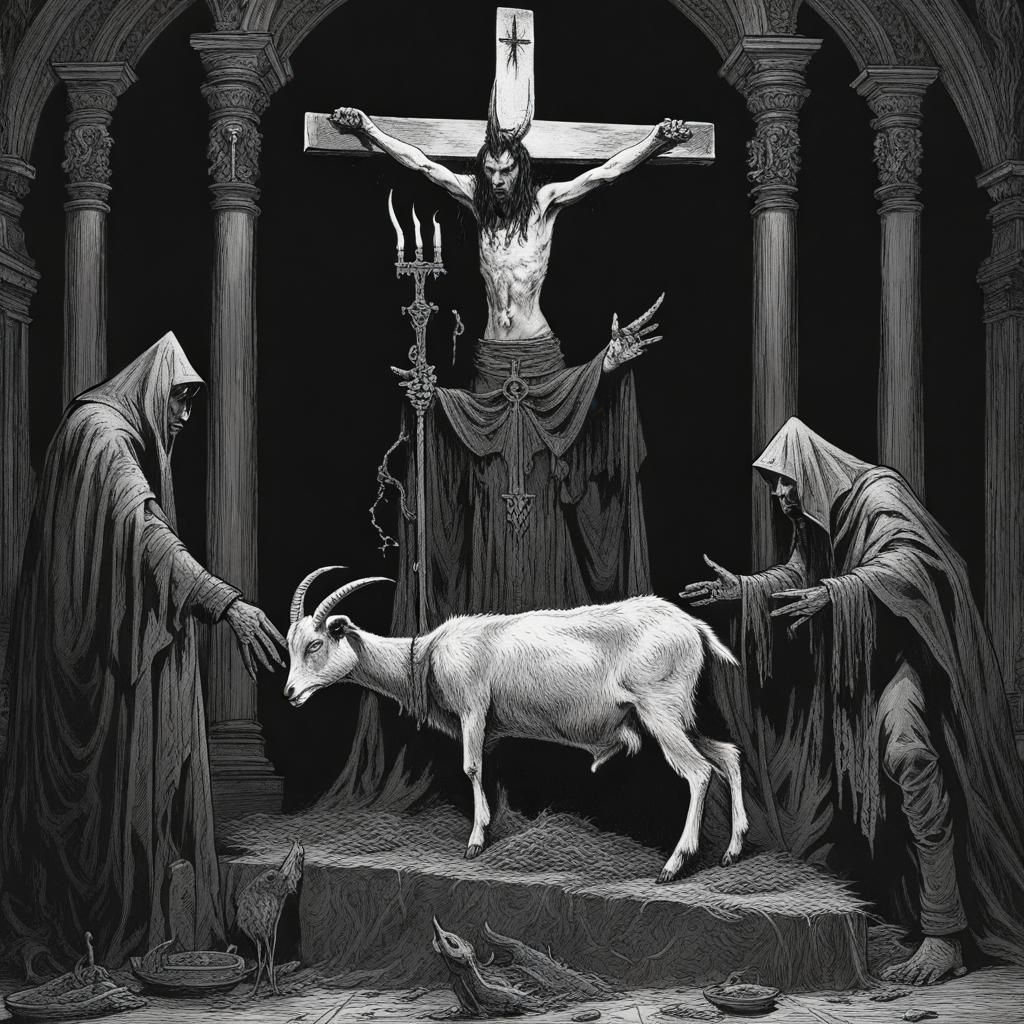 Satanic Sacrifice in Eerie Magazine Style
