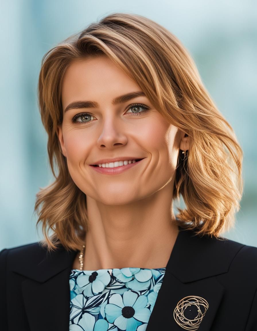 Vibrant Portrait of Woman with Dark Blond Hair