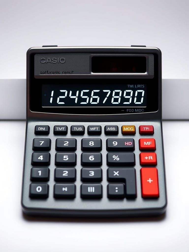 Retro Futuristic Casio DS-20 Calculator with Neon Accents