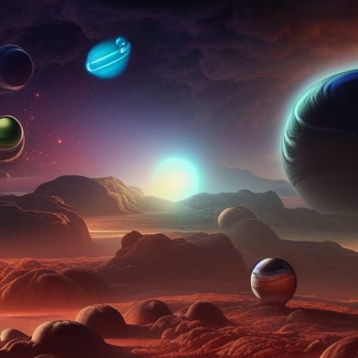 Epic Cosmic Planet in Digital Matte Painting