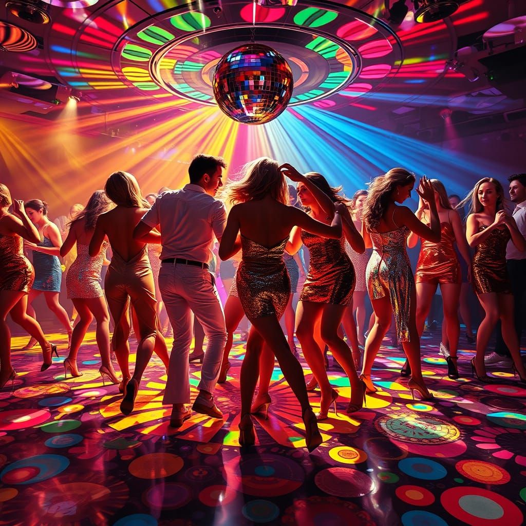 (Group of people:1.3), (disco dance party:1.5)