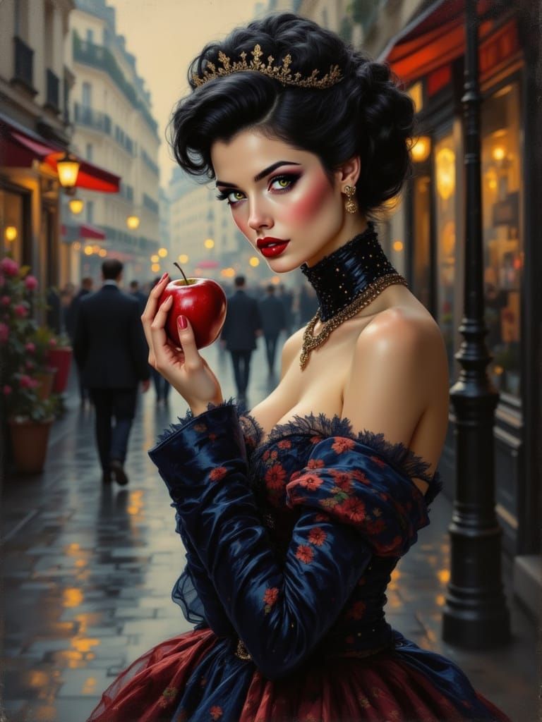 Sinister Queen with Apple in Encrustique Style