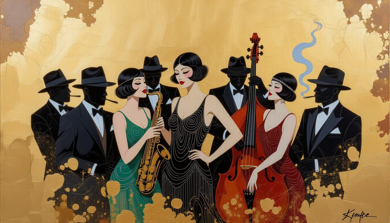 1920s Speakeasy Scene as Impasto Oil Painting