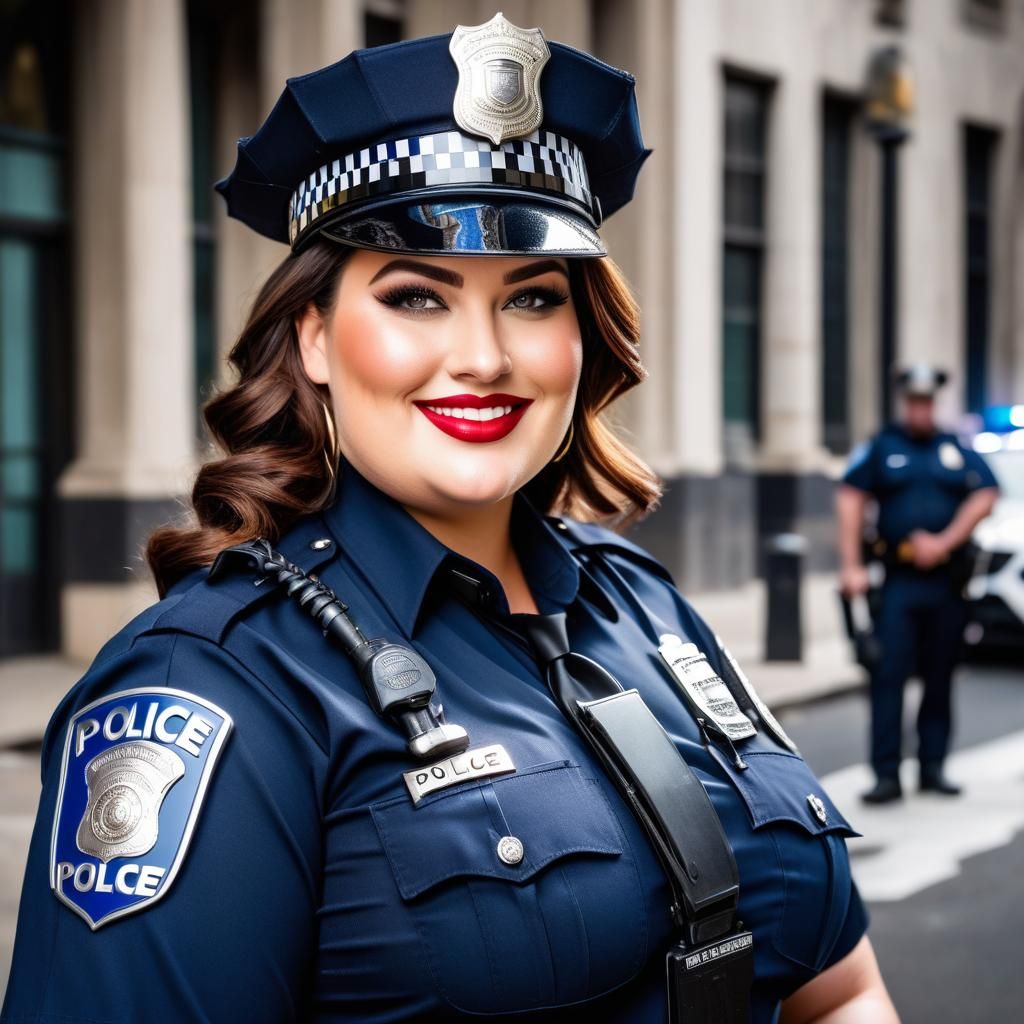Plus-Size Police Officer with Shield