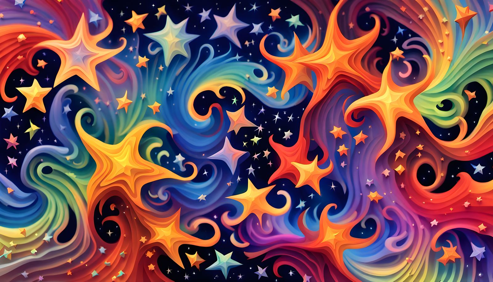 Iridescent Stars in Aboriginal-like Impasto Painting