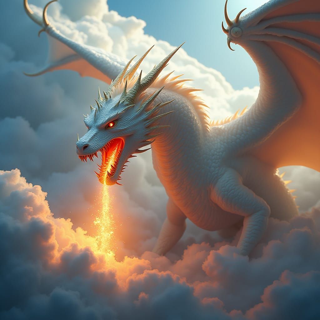 Majestic Cloud Dragon Unleashes Fiery Breath