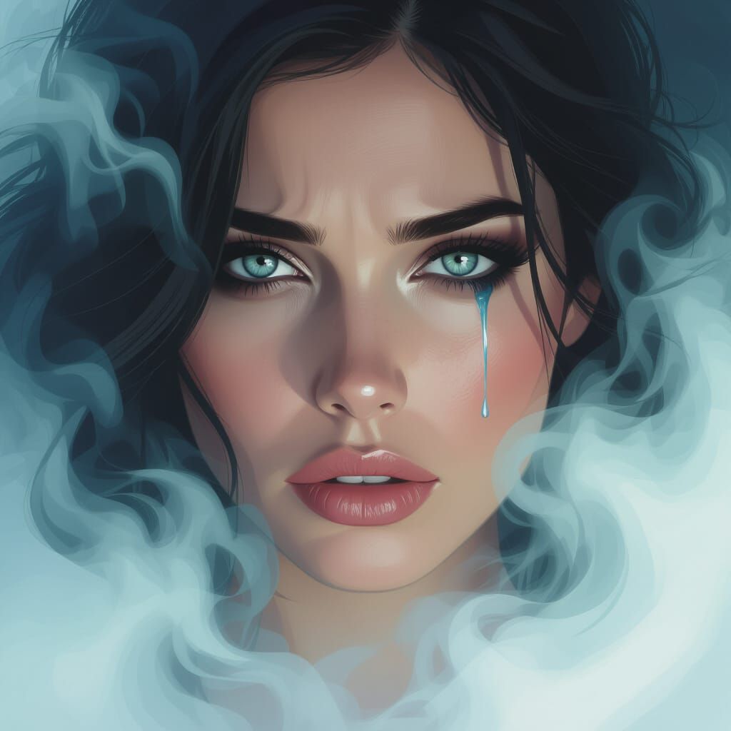 Mysterious Woman's Tear Emerges From Darkness