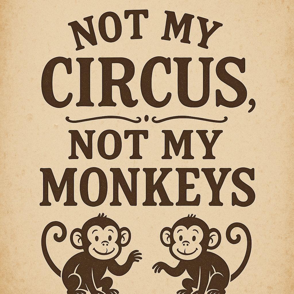 Whimsical Circus Scene: Not My Circus, Not My Monkeys