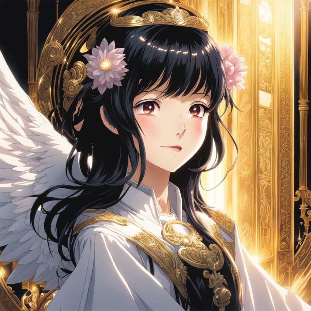 Smiling Angel with Aura of Light