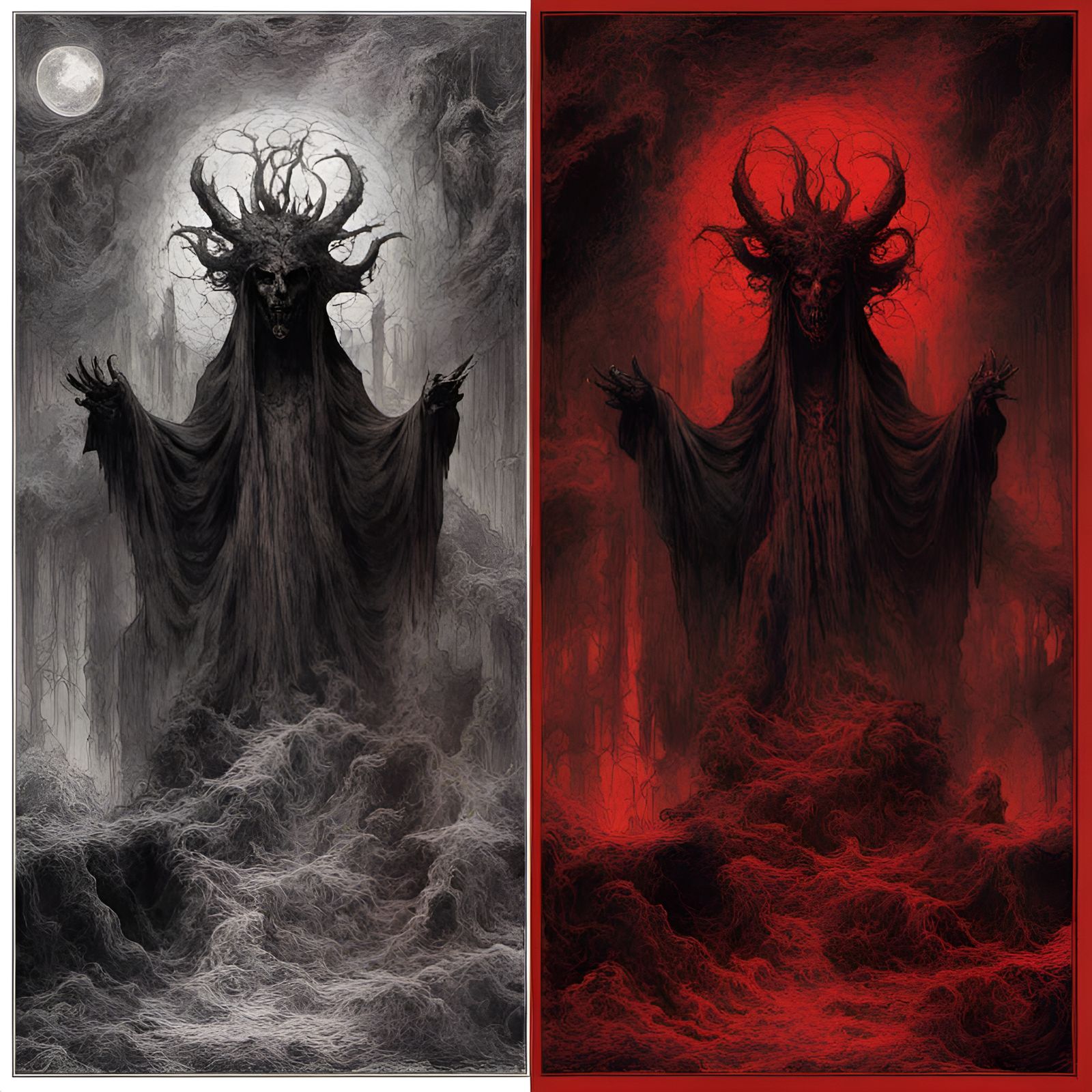 Demonic Purgatory Scene in Creepy Magazine Style