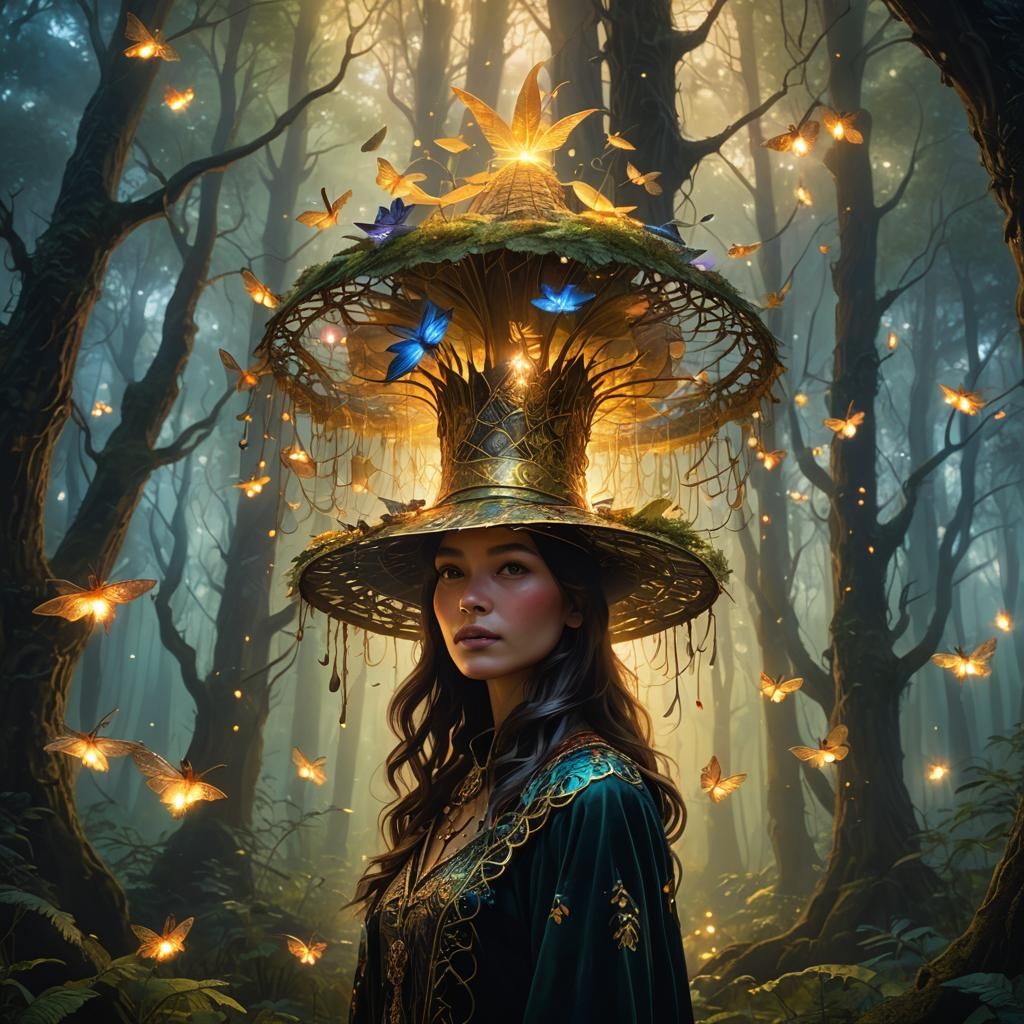 Mystical Forest Person in Elaborate Hat