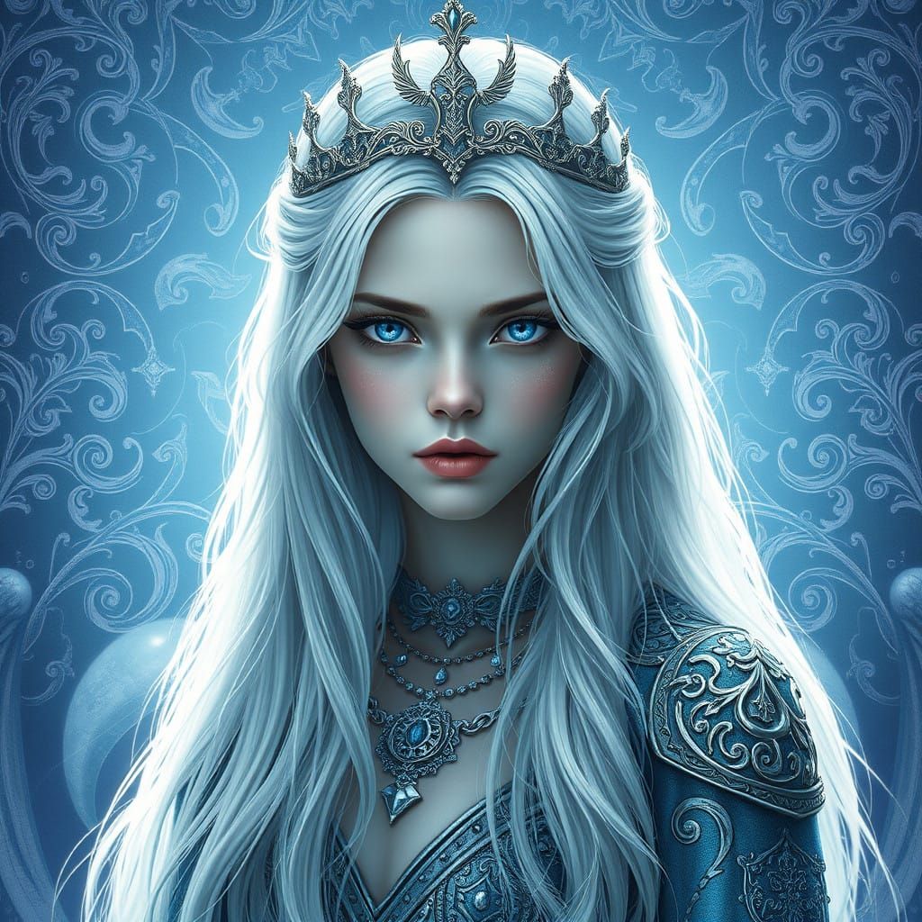 Silver Sorceress Amidst Frosty Whispers