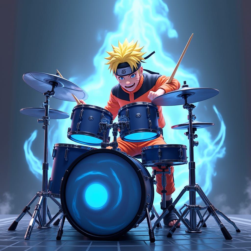 Anime Drummer Naruto in High-Tech Concert
