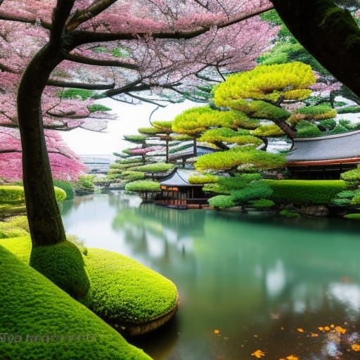 Kyoto Spring Scene Inside a Bubble: Fantasy Concept Art