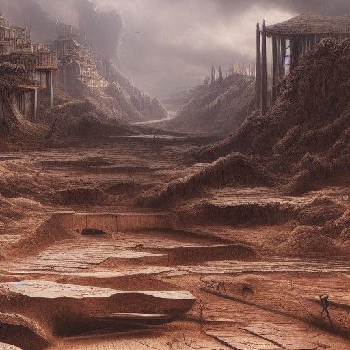 Detailed Matte Painting of a Decaying Landscape
