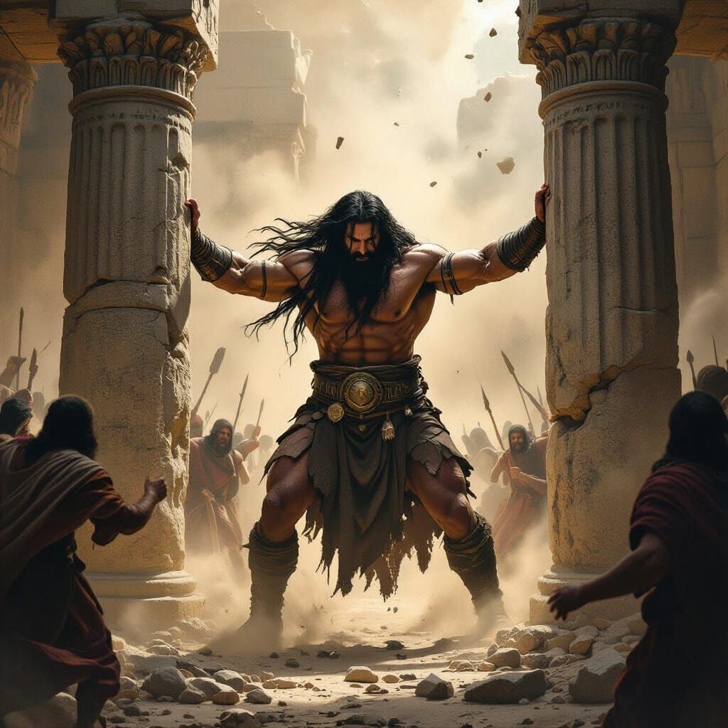 Heroic Blind Warrior Destroys Temple, Baroque Style