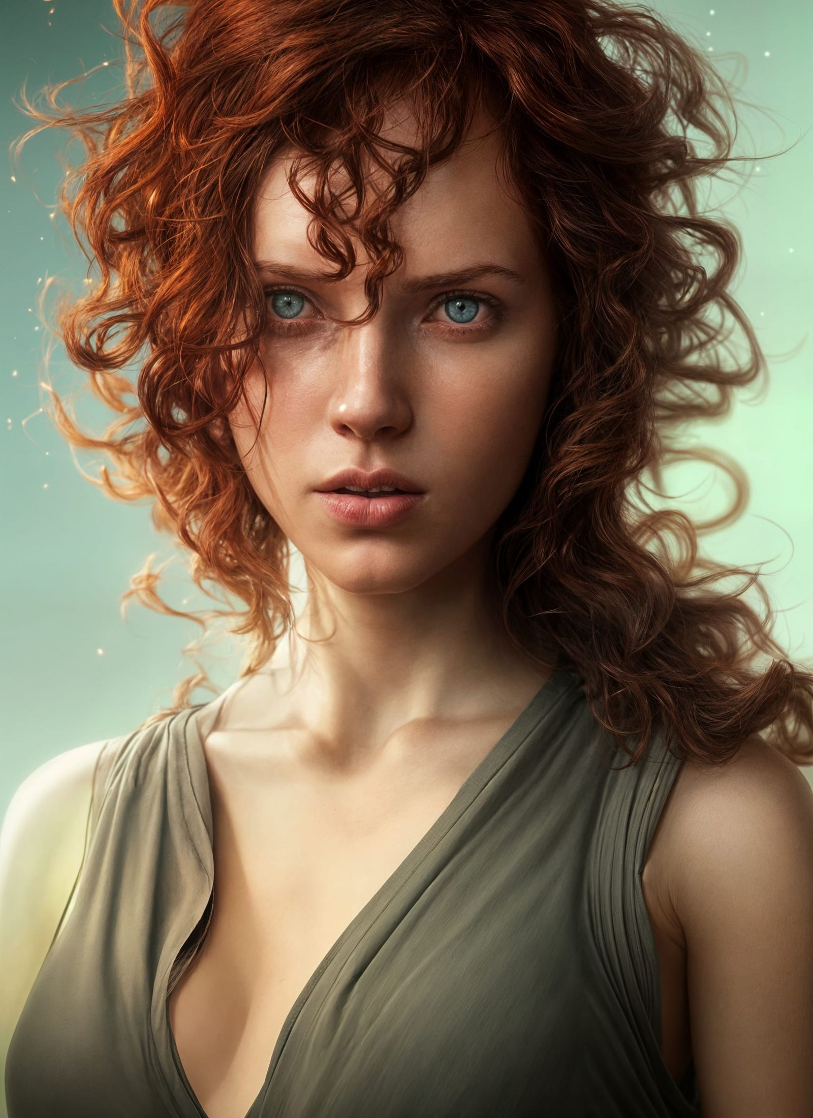 Red-Haired Jedi Portrait in Hyperdetailed Style