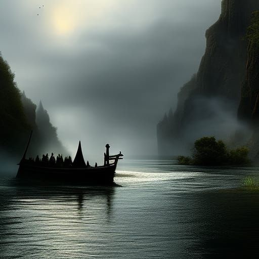 Epic Ferryman on the River Styx: Digital Matte Painting