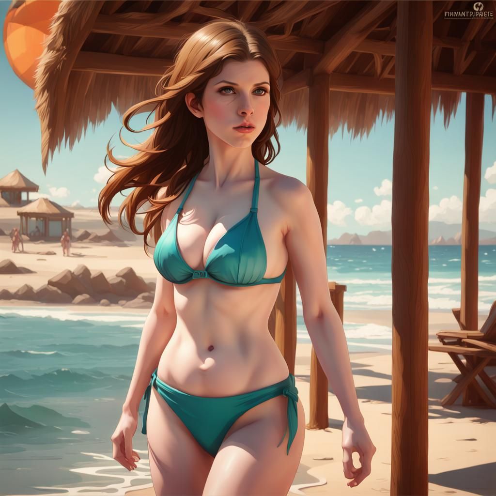 Bikini Model on Beach with Dynamic Lighting