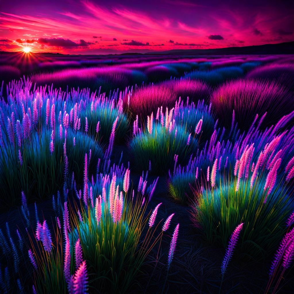 Psychedelic Glowing Prairie Grass Art