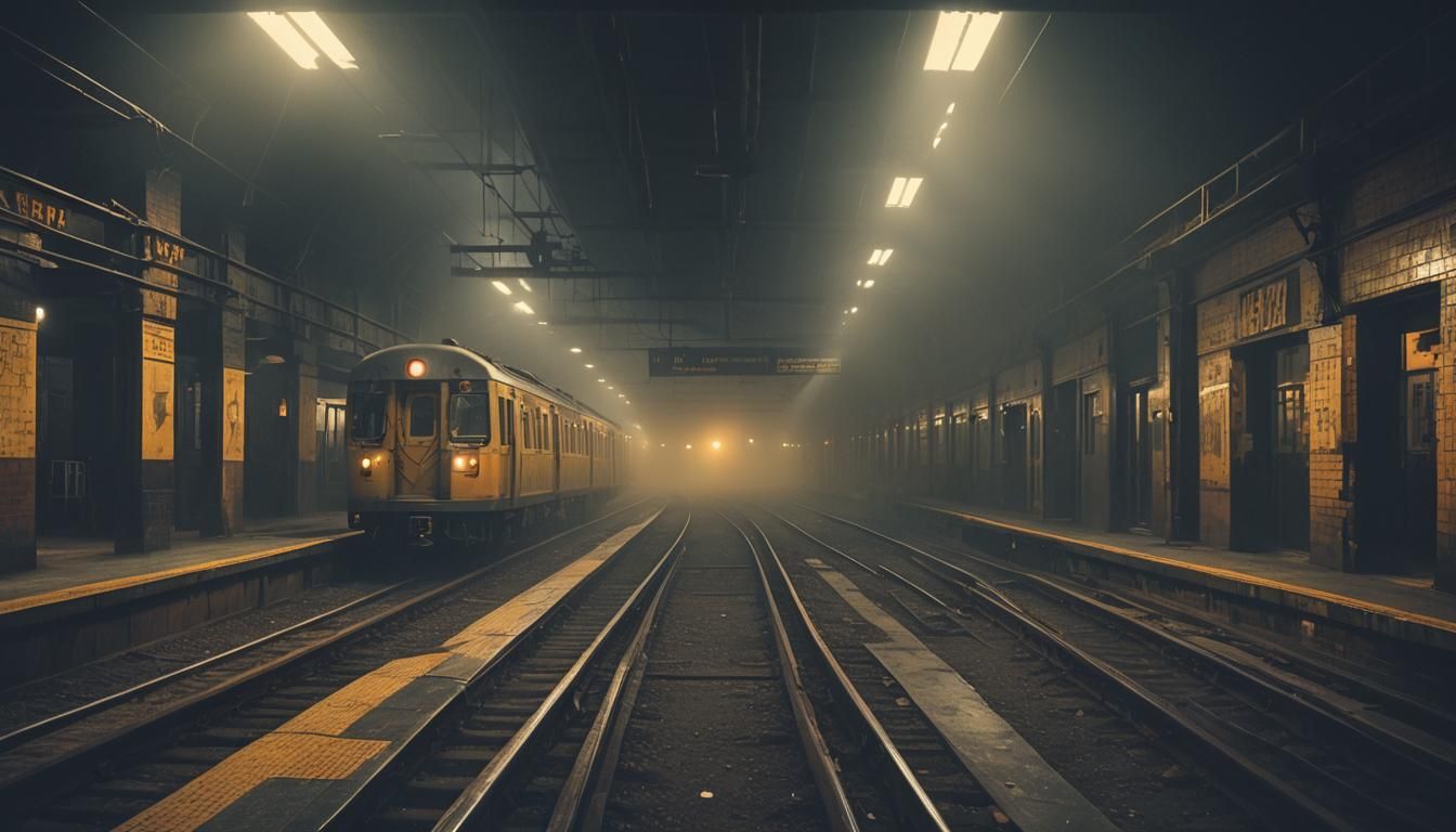 Deserted Subway Platform in Cinematic Style