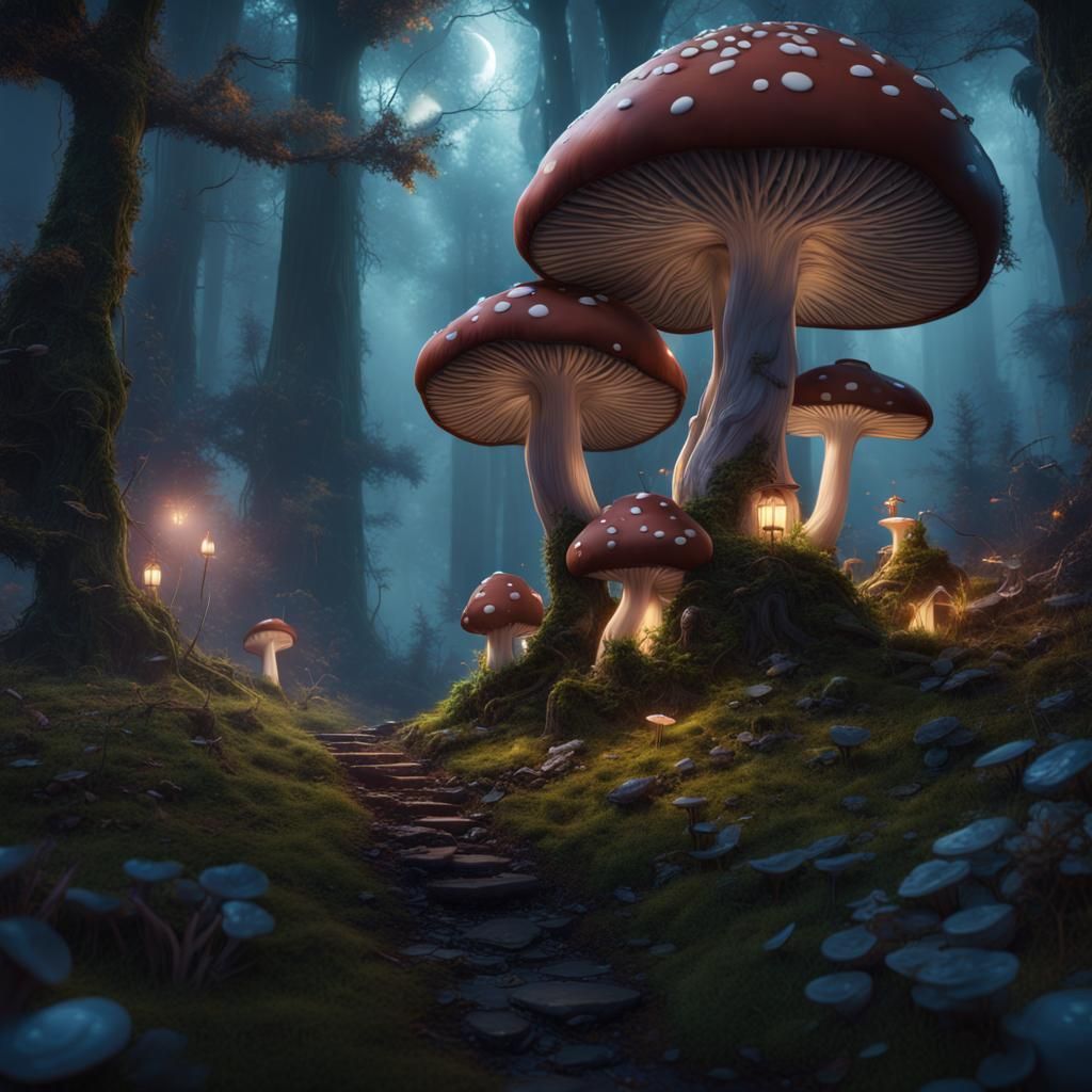 Luminescent Mushroom Forest: Fantasy Concept Art