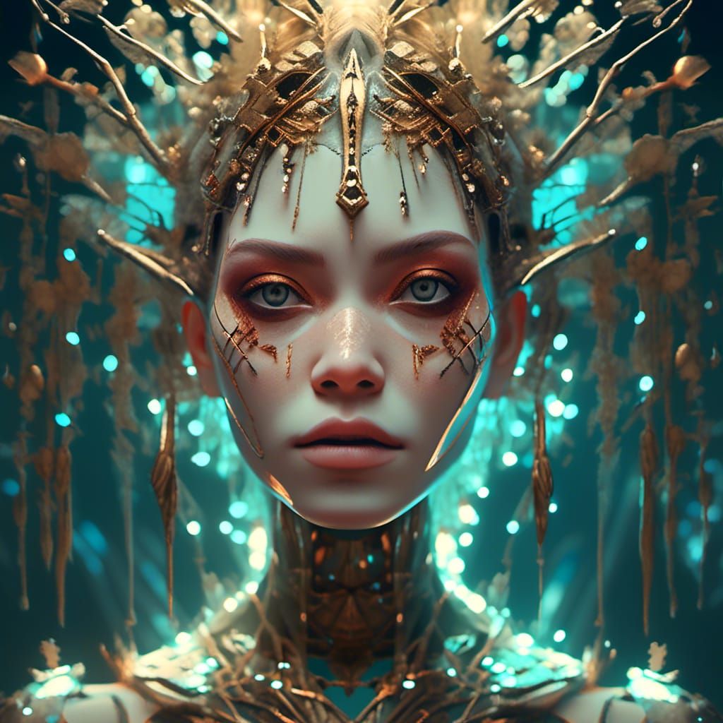 Unique Double Exposure Woman Portrait in 2D