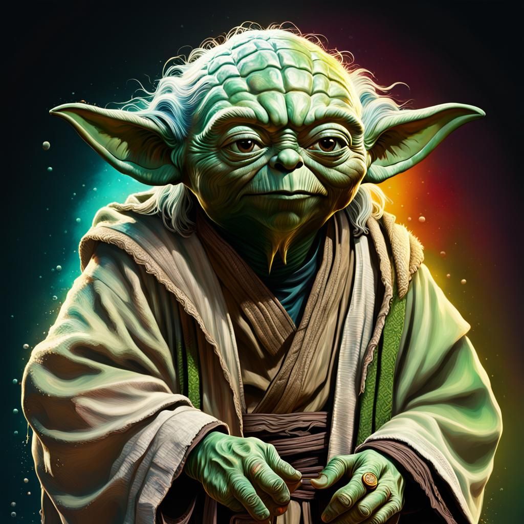 Hyperrealistic Hippie Yoda Concept Art