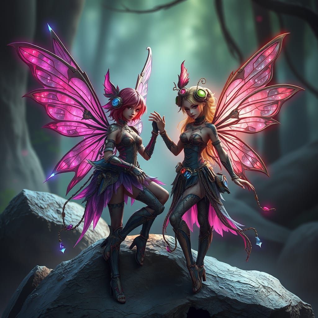 Cyberpunk and Steampunk Fairies Contrasted