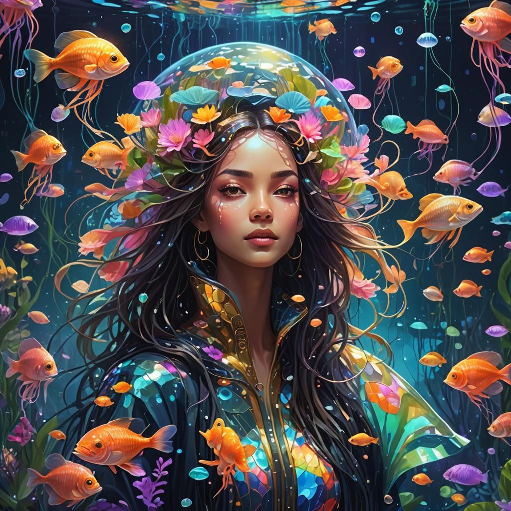 Underwater Futuristic Villa with Luminescent Jellyfish