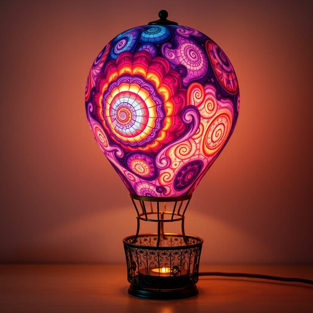 Fractal Hot Air Balloon Lamp in Vintage Style