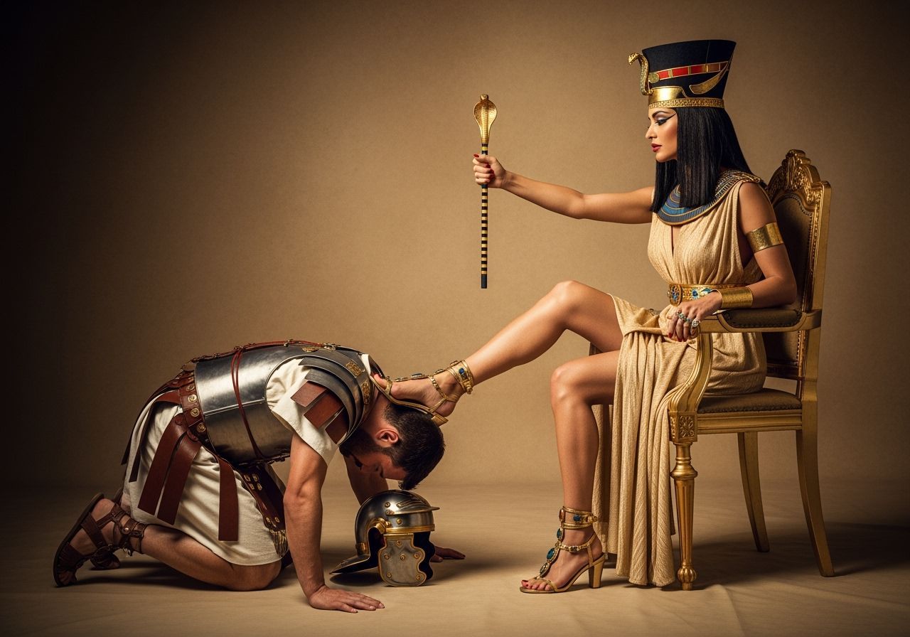 Egyptian Queen on Throne: A Photographic Portrait