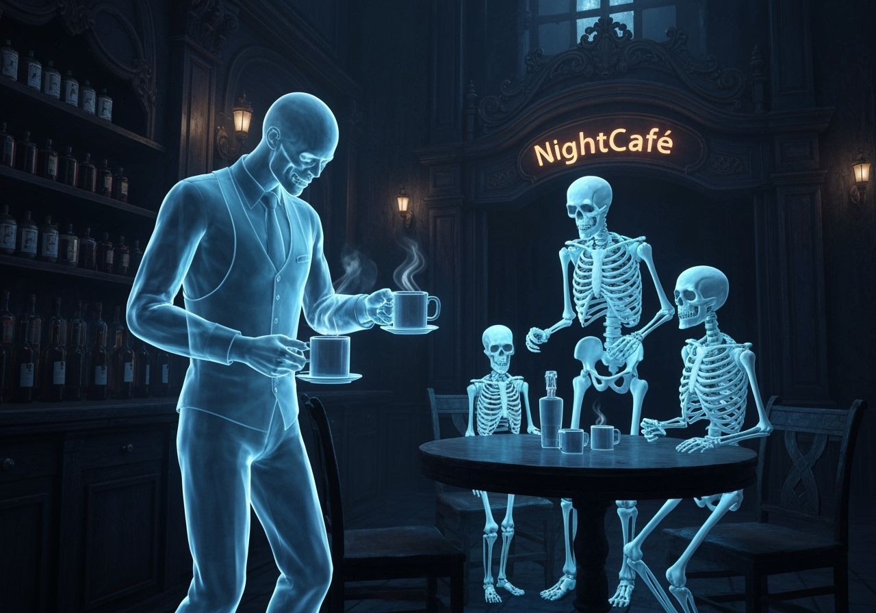Specter Bartender Serves Luminescent Skeletons in Haunted Ca...