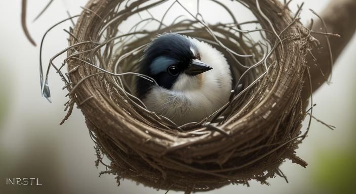 Photorealistic Crystal Tomtit in Nest