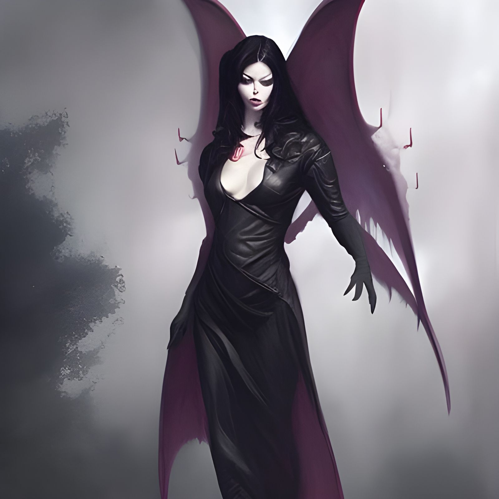 Sinister Vampire Lady with Bat Wings in Fantasy Art Style